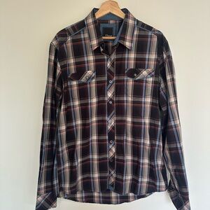 7 Diamonds Men’s XL 100% cotton button down shirt‎ plaid like new condition